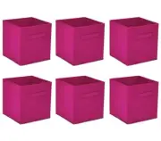 6PCS Foldable Fabric Storage Boxes Bins Set of Cubby Cubes with Handles