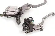 HYEPIVOT Dirt Bike Master Cylinder Levers Brake Set Reservoir Pivot Adjustable Assembly Universal Kit for 7/8” Motorcycle Street Sport Pit Mini Scooter CNC Gray