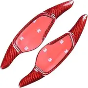 2Pcs/Pair Carbon Fiber Car Steering Wheel Shift Paddle Shifter Extension Parts, for Hyundai, LA, for Festa 2019 2020 2021 Steering Wheel Paddle Shifter(Red)