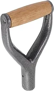 Shovel Handle Y Shaped 12.22in Inside Diameter Replacement Spade Handle Wooden Grip Garden Digging Raking Tool (Silver)
