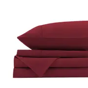 Royal Comfort Cotton Bed Fitted Sheet Set/Pillowcase VNT Washed Mulled Wine