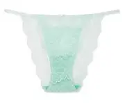Victoria's Secret Dream Angels NWT Large Blue String Bikini Panty Mesh Lace Bow