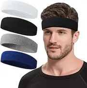 [NONSTOP] Sweatbands Sports Headband for Men & Women, Moisture Wicking Hairband Athletic Towel Headbands Cotton Head Sweat Bands for Running, Cycling, Yoga, Spa