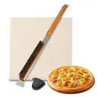 Pizza Oven Brush Steel Wire Pizza Stone Cleaning Brush With Scraper Oven Cle q-1