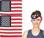 [Syjinghao] 2 Pack American Flag Bandanas USA Flag Headband Headband Red White Blue Bandana Stripes Hair Accessories Labor Patriot Day
