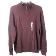 Alfani Men's NWT Maroon 1/4 Zip Long Sleeve Sweater Size Large