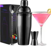 24oz Cocktail Shaker Bar Set, Martini with Built-in Strainer, Measuring Jigger,