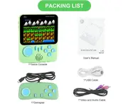 Handheld game console, mini retro game console with 666 classic games, 3.5 inch color screen handheld game console supports TV connection, 2 players (green)