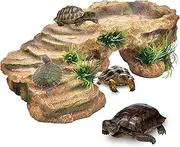 Turtle Basking Platform, Resin Dock Resting Rectangular Aquarium Turtle Tank Decorations, Reptile Habitat Accessories, Reptile Hide Floating Ledge Resting Terrace for Bearded Dragon, Newts, Lizard