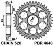 PBR Ultra-Light Aluminium Hard Anodized Rear Sprocket 4640 - 520