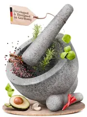 Large 8 Inch 5 Cup-Capacity Mortar and Pestle Set - One Huge Mortar and Two,,