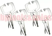 4pc 11" Locking C Clamp Pliers Set With Swivel Pads Welding Vise Clamps Holding