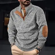 Men's Sweatshirt Pullover Hoodie Sweatshirt Pullover Button Up Hoodie Black Red Green Light Grey Dark Gray Standing Collar Plain Patchwork Sports Outdoor Casu