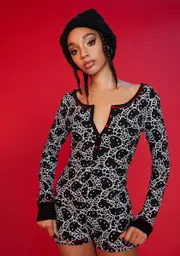 [Dolls Kill x Hello Kitty] Shadow Dimension Thermal Onesie