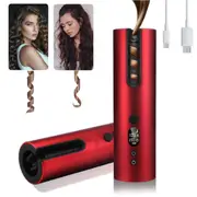 Beakey Auto Hair Curler Cordless Rechargeable LCD Display with 5 Temps-Red