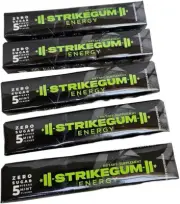 Strike Energy Gum-5 Pkt-Spearmint-90mg Caffeine + 100mg Alpha-GPC per piece-meg