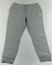 Gymshark Gray Crest Slash Pockets Tapered Leg Drawstring Jogger Pants Mens Sz XL