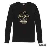 在飛比找Yahoo奇摩購物中心優惠-MLB-紐約洋基隊大蘋果印花長袖T恤-黑 (女)