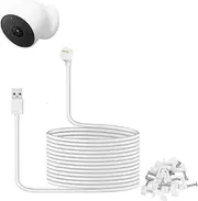 Power Cable for Google Nest Cam Outdoor or Indoor, Battery (2nd Gen) - 17ft/5.2M Weatherproof Charging Cable Providing Continuous Power Supply for Your Google Nest Camera, 1 Pack