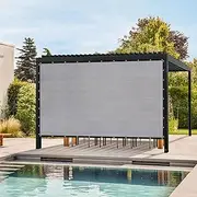 [ARKOST] 90% Sun Shade Cloth with Grommets, Outdoor Sun Shade Cover Heavy-Duty Sunblock Fabric Trap for Patio Lawn Garden Pergola, Light Grey, 5X8 FT