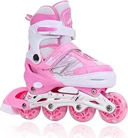 Adjustable Kids Inline Skates for Girls Boys with All Wheels Illuminating, for Beginner Youth Mens and Womens Roller Skates Blades in Outdoor and Indoor