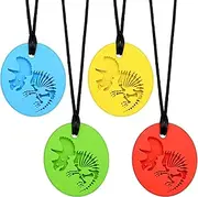 MR.TIMELAG Chew Necklace, 4 Pack Sensory Chew Necklace Bundle for Kids with Teething, ADHD, Autism, Oral Motor Chewy Teether, for Boys&Girls,Silicone Necklace Made from Food Grade Silicone Safety