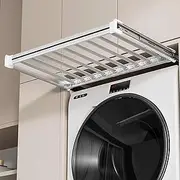Extendable Pull Out Trousers Rack Drawer - Wardrobe Pull-Out Trousers Rack, Above Washing Machine Drying Rack Multi-Functional Hidden Clothes Rack, Space Saving, White(Length 60~85cm)
