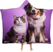 Dog and Cat Cloak Hooded Blanket, Arctic Velvet Hooded Blanket for Adult Sofa Warm Blanket Throw Hooded Cloak Air Conditioning Nap Blanket Xmas,40"x50"