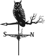Weather Vane Owl Stainless Steel Garden Stake Retro Weathercock Direction Indicator, Wind Vane