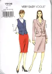 Vogue V9138 Misses 6 to 14 Business Suit Jacket, Vest a Skirt Sewing Pattern