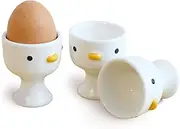 PURROOM Funny Duck Egg Cup, Cute Chick Egg Cups Gift Set of 3, Handmade Glaze Safety Ceramics Soft Boiled Egg Holder, Breakfast Kitchen Cooking.