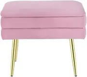 Artiss Ottoman Storage Foot Stool, Velvet Stripe Lounge Bench Foot Rest Pouf, Detachable Lid Padded Seat Vanity Stool Make Up Seat Rest Home Decor Bedroom Hallway Office Living Room, Pink
