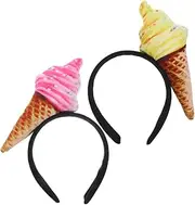 DRESSOOS 2pcs Ice Cream Shape Decorative Headbands for Face Washing and Hair Styling Comfortable Spa Accessory for Various Occasions