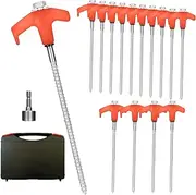 Tent Pegs for Secure Anchoring - 15pcs Metal M8 Spikes, Reusable Screw Stakes, Ground Anchors with Storage Box | Heavy Duty Stakes Different Soil Types, Camping & Outdoor Travel Use
