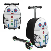 Costway Scooter Suitcase Ride On Hardcase w/LED Wheels&Handle Luggage Gifts White