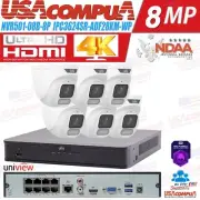 UNIVIEW IP67 8-Ch+4K NVR Network Uniview 6x4MP NDAA Audio IP Camera Security Kit