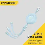 ESSAGER 3A/6A TYPE C MICRO IP 3 合 1 FASR 充電線適用於華為 IP USB C 伸