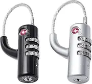 SwiftCord TSA Approved Travel Locks, 3-Digit Combination, Lightweight Security Padlocks for Luggage and Backpack, 2-Pack, Black and Silver, Black and Silver, 3-digit Combination