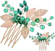 WOFASHPURET 2Pcs Decorative Hair Combs with Glitter Rhinestone Leaf Vine Design Elegant Headpiece for Wedding Jewelry Hair Comb for Women to Enhance Hairstyle and Feminine Charm