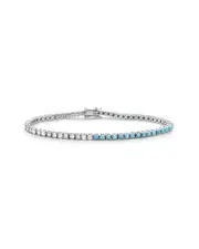 Forever Creations 14K 3.80 ct. tw. Diamond & Turquoise Tennis Bracelet