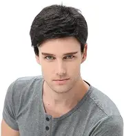 STfantasy Wigs for Men Black Short Layered Hair for Male Guy Daily Cosplay Costume Party (Black)