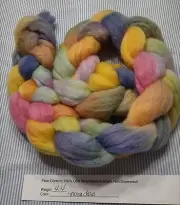 USA Sourced Hand Dyed Painted Med Wool Combed Top Roving Spinning Felting Meadow