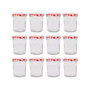 Glass Jam Jars with Lids - 310ml - Pack of 12 - Red Gingham