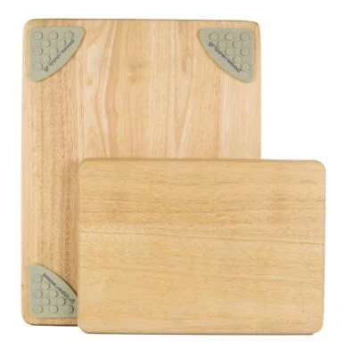 Gripperwood Cutting Boards, Set of 2, Beechwood with Non-slip Gripper Feet