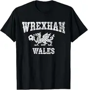 [Sojlreurs] Wrexham Football Wales Welsh Soccer Red Dragon Retro Vintage T-Shirt