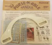 Pair of Vintage Horseshoe Plastic Craft Purse Handles with Macrame Patterns