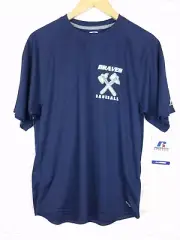 Russell Dri Power Mens Athletic Braves Baseball Navy Short Sleeve T-shirt Size M