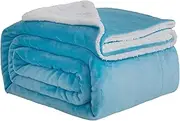 Good Nite Reversible Sherpa Fleece Blanket 230x270cm - Soft and Warm Fluffy Polyester for Home, Life, and Travel (Blue, Super King)