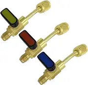Joywayus 3PCS Air Conditioning Refrigerant Angled Ball Valve 1/4" SAE for HVAC R410A R134A R12 R22 R502 Charging Hoses AC Refrigerant Tools