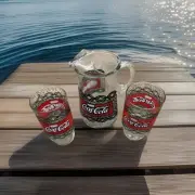 Vintage CocaCola Pitcher And Glass Set, Good Condition! 1 Pitcher And 3 Glasses.